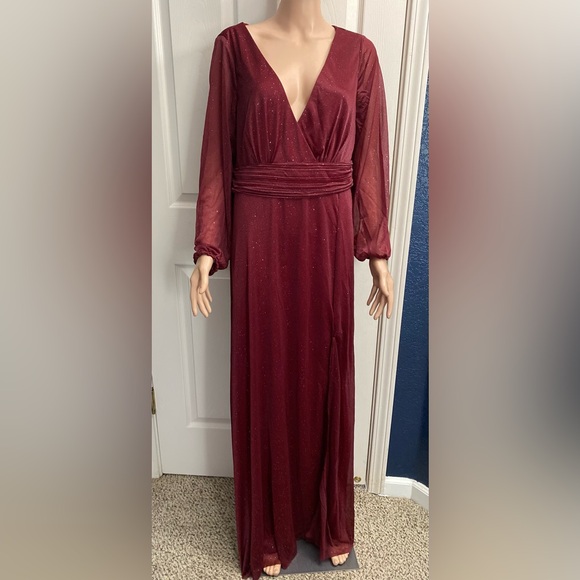 Ever Pretty Burgundy Long Sleeve Gown - Picture 1 of 10